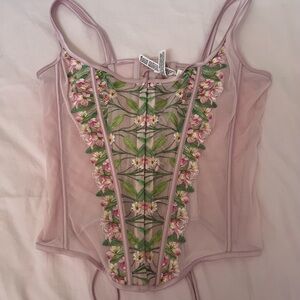 Victoria's Secret Pink Floral Lace-Up Corset
